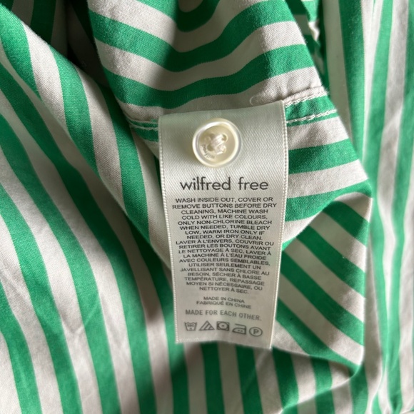 Aritzia Wilfred Relaxed Poplin Shirt Button-Up Green Striped Size Medium - Picture 4 of 6